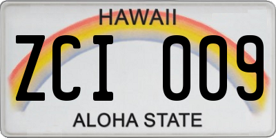HI license plate ZCI009