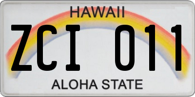 HI license plate ZCI011