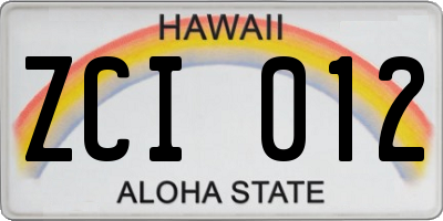 HI license plate ZCI012
