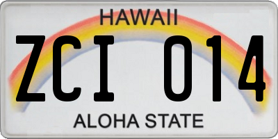 HI license plate ZCI014