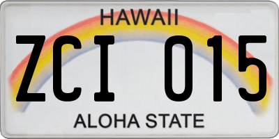 HI license plate ZCI015