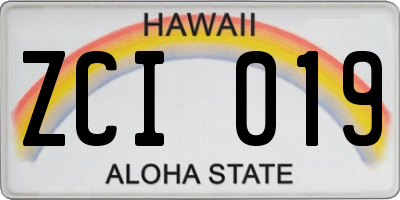 HI license plate ZCI019