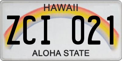 HI license plate ZCI021