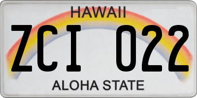 HI license plate ZCI022