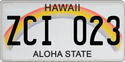 HI license plate ZCI023