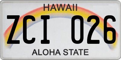 HI license plate ZCI026