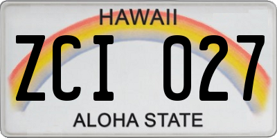 HI license plate ZCI027