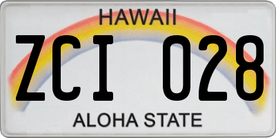 HI license plate ZCI028