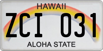 HI license plate ZCI031