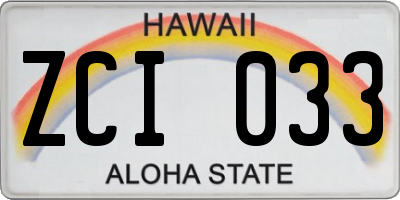 HI license plate ZCI033
