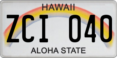 HI license plate ZCI040