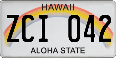 HI license plate ZCI042