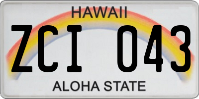 HI license plate ZCI043