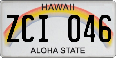 HI license plate ZCI046