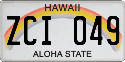 HI license plate ZCI049