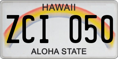 HI license plate ZCI050