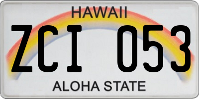 HI license plate ZCI053