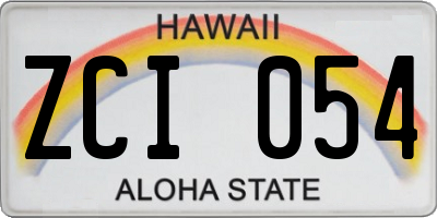 HI license plate ZCI054