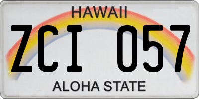 HI license plate ZCI057