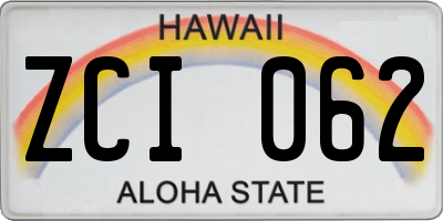 HI license plate ZCI062