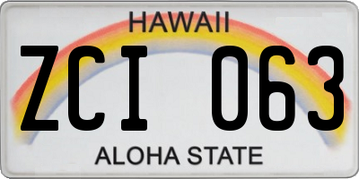 HI license plate ZCI063
