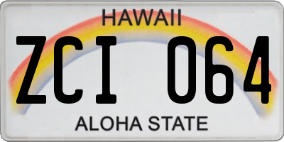 HI license plate ZCI064