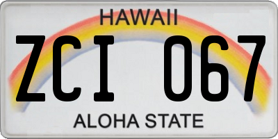 HI license plate ZCI067