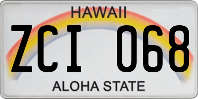 HI license plate ZCI068