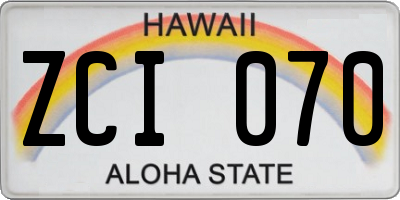 HI license plate ZCI070