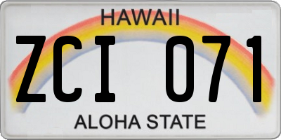 HI license plate ZCI071