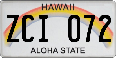 HI license plate ZCI072
