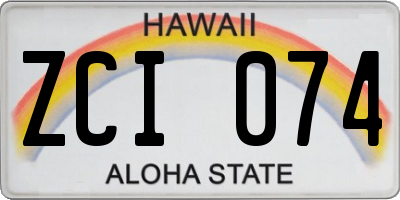 HI license plate ZCI074