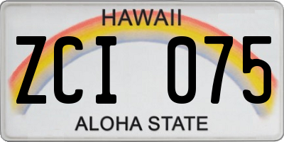 HI license plate ZCI075