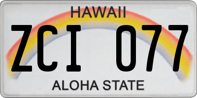 HI license plate ZCI077