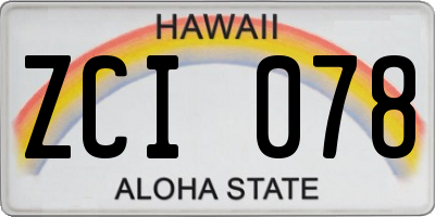 HI license plate ZCI078