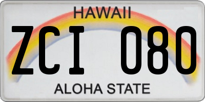 HI license plate ZCI080