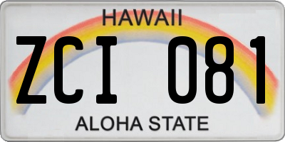 HI license plate ZCI081