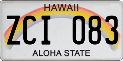 HI license plate ZCI083