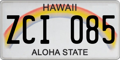 HI license plate ZCI085
