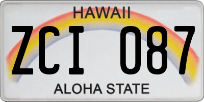 HI license plate ZCI087