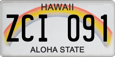 HI license plate ZCI091