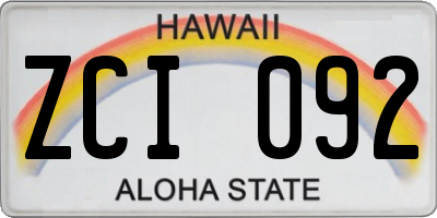HI license plate ZCI092