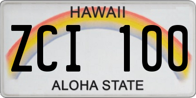 HI license plate ZCI100