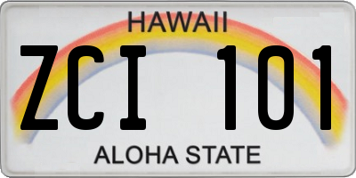HI license plate ZCI101