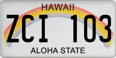 HI license plate ZCI103