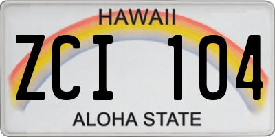 HI license plate ZCI104