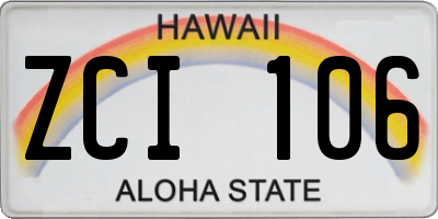 HI license plate ZCI106