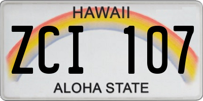 HI license plate ZCI107