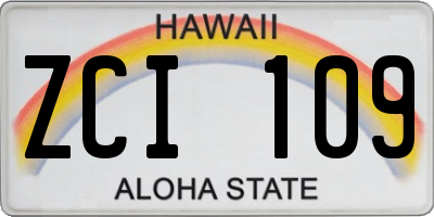 HI license plate ZCI109