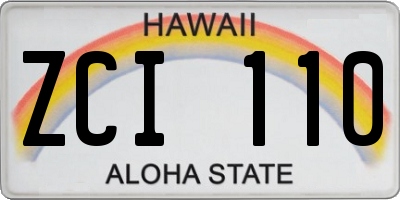 HI license plate ZCI110